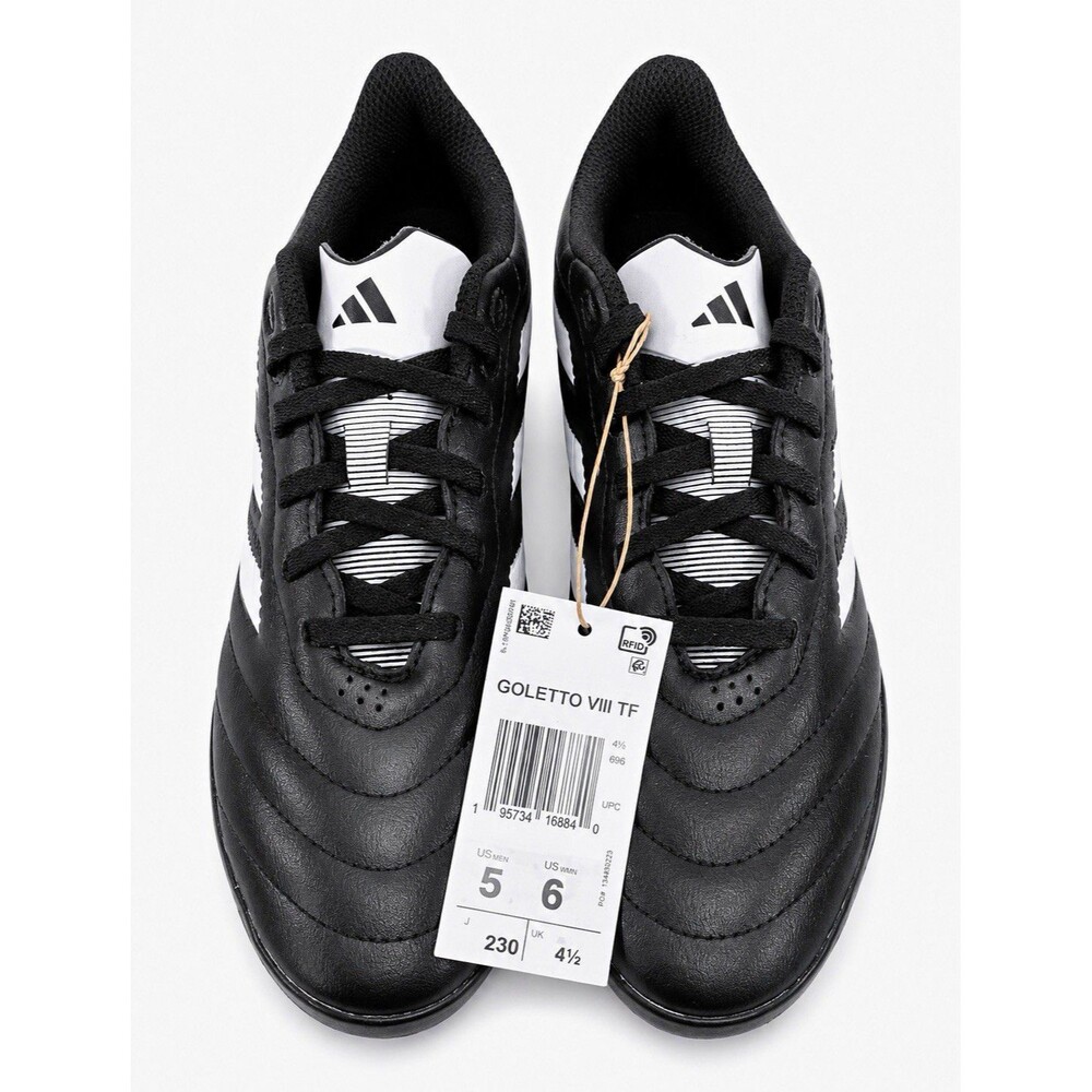 adidas Goletto VIII TF Turf Soccer Shoes Black/White Unisex US Size 5